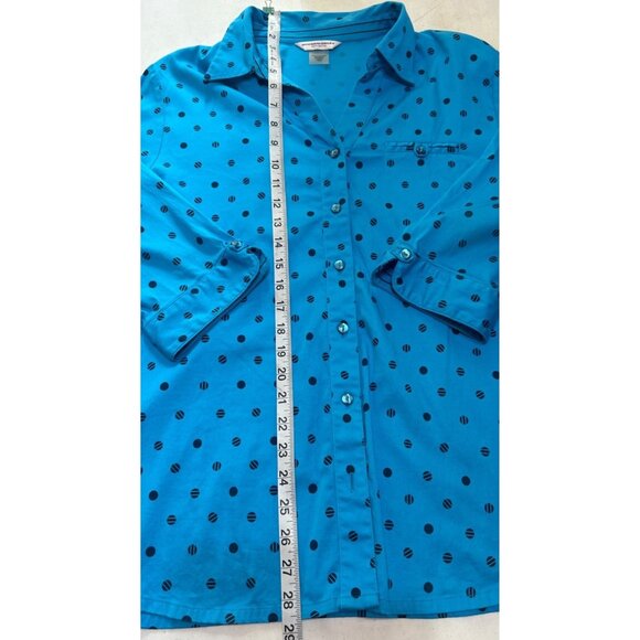 Allison Daley Women Blue Polka Dot Button-Down Blouse Women's Size 14W (READ) - Picture 9 of 16